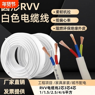 家用白色电源线RVV护套线2芯3芯延长线插排线热水器线空调线防水