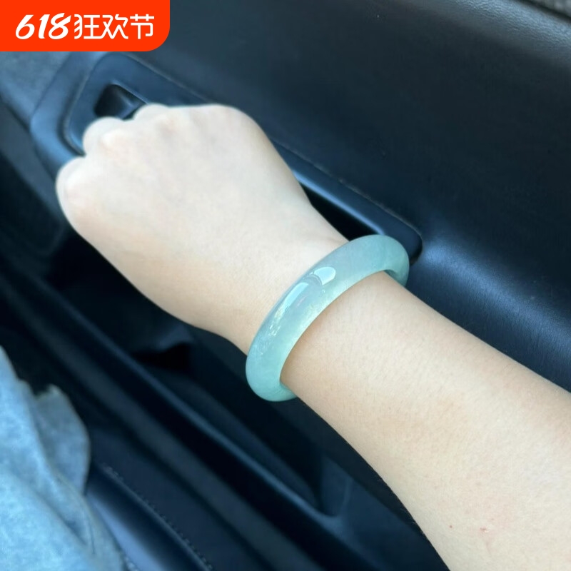 缅甸翠色手镯冰种飘绿玉镯子女真玉石国风少女气质妈妈女友证书