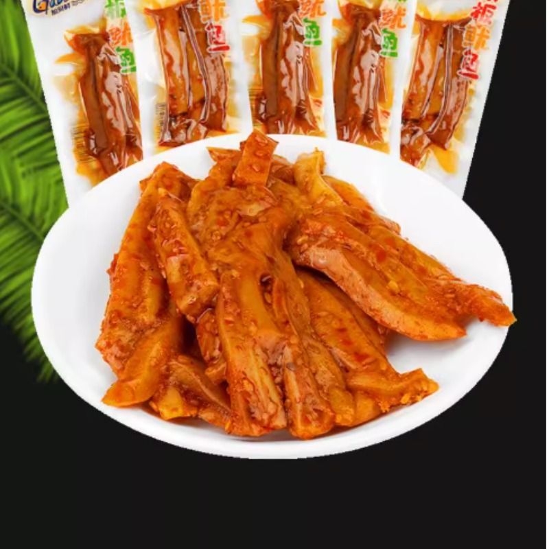 加贝鲜香辣鱿鱼须即食海味零食麻辣鱿鱼丝小包装湖南风味休闲食品