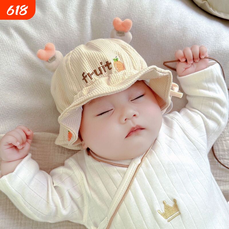 婴儿帽子春秋薄款男宝宝渔夫帽婴幼儿遮阳防晒盆帽可爱萌户外春