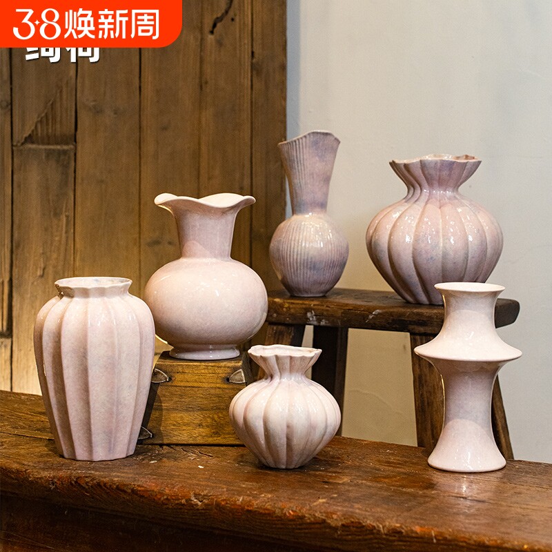 景德镇陶瓷油画花瓶家居新中式客厅摆件轻奢装饰瓶插花玄关卧室