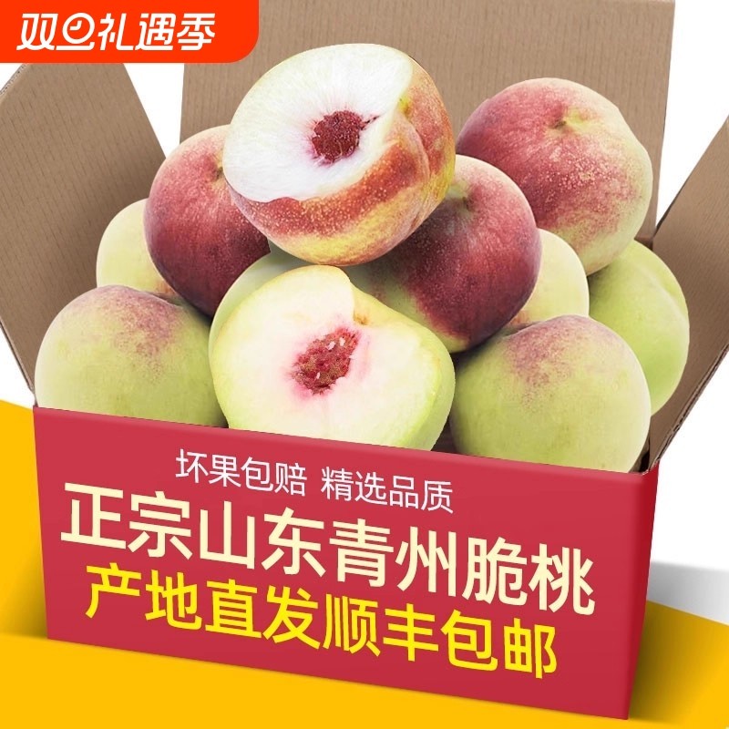 正宗山东现摘青州蜜桃3-5斤脆甜桃子新鲜冬雪水果毛桃水蜜桃冬桃