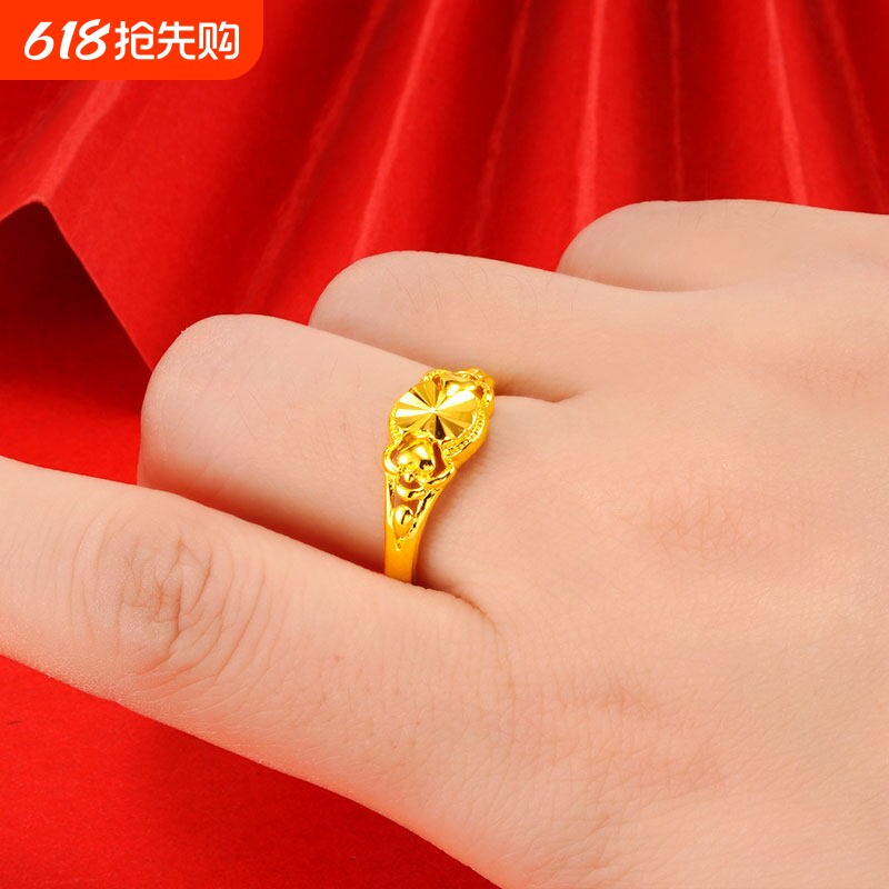 戒指不掉色指环女气质简约仿真镀金饰品小众高级感精致金店同款