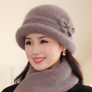 中老年人帽子女秋冬天妈妈毛线帽加绒加厚棉盆帽奶奶老太太棉帽
