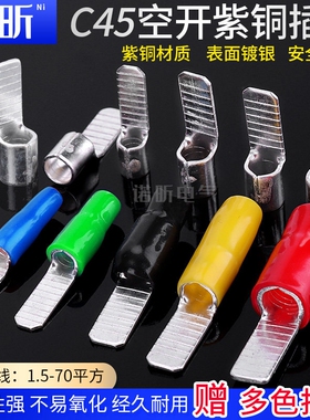 C45空气开关插针插片冷压接线端子铜鼻子线耳接线连接器紫铜空开