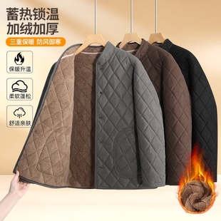 男士东北防寒冬季新款中老年棉服加绒加厚宽松大码外穿棉袄外套
