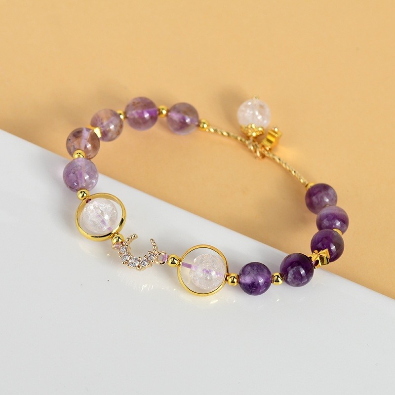 VZZS紫水晶原创手串小众轻奢清新时尚闺蜜女款串珠手链饰品石榴石