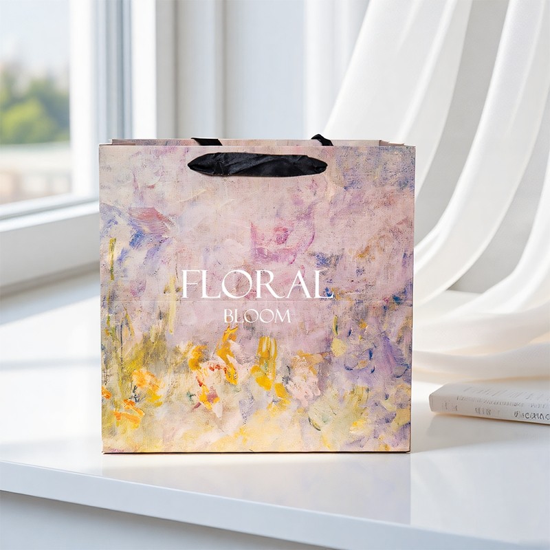 七夕情人节网红鲜花手提袋花艺包装材料批发新款梯形精美手提礼盒