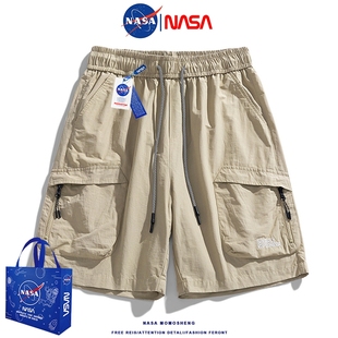 薄款 NASA联名日系潮牌工装 男女夏季 多口袋直筒休闲运动五分裤 短裤