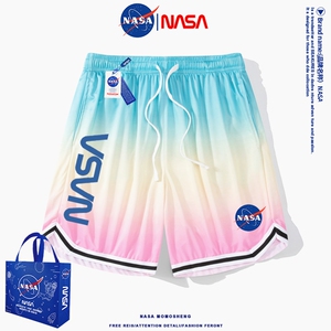 NASA美式潮牌冰丝速干休闲短裤男女夏季运动篮球裤男渐变五分裤子