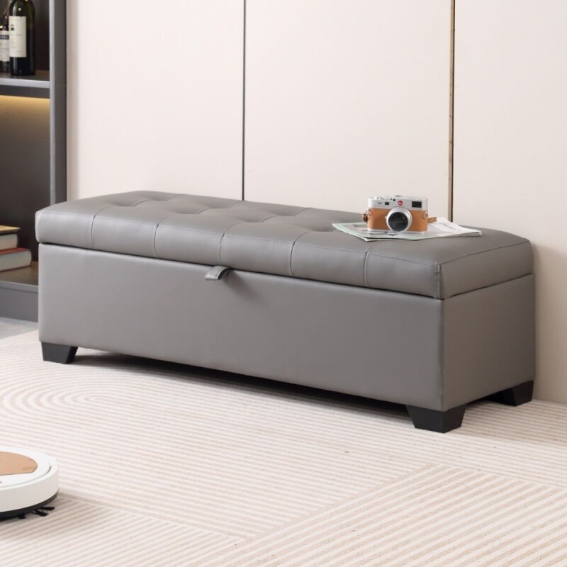 d爆款沙发储物两用简约现代松木换鞋凳整装长方形收纳储物长条凳