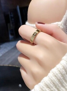卡洛赫钉子戒指男女18K经典款玫瑰金love满天星情侣对戒指环订婚