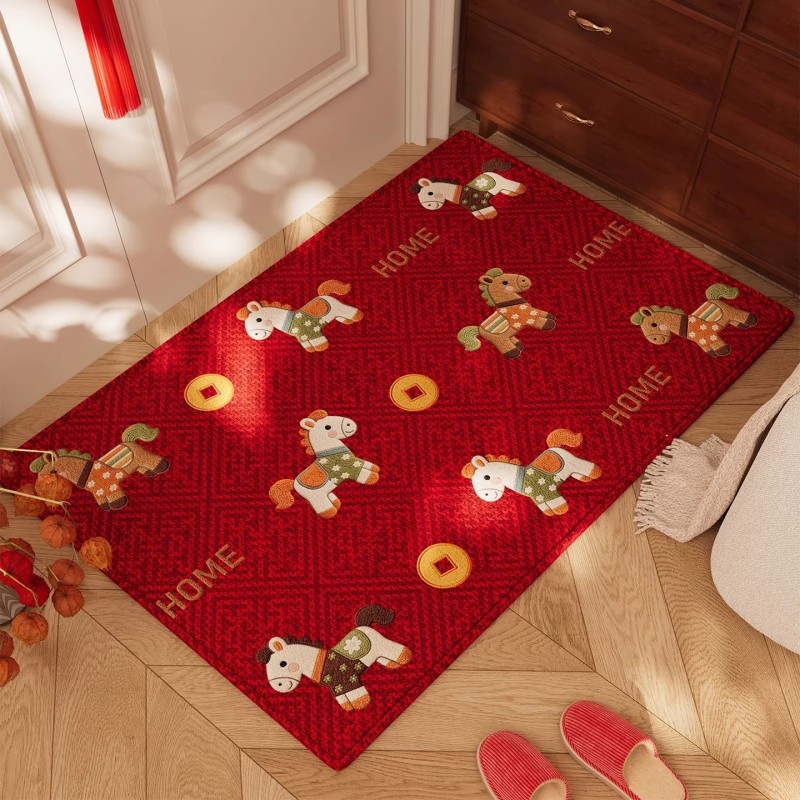 2026红色入户门地垫喜庆马年脚垫新款高级感耐脏玄关地毯室外裁剪,居家布艺,入户地垫,淘宝优惠券,粉丝福利购,淘宝优惠卷