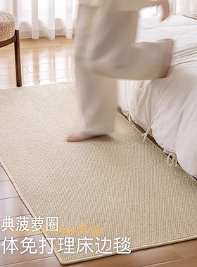 仿免洗床边地毯卧室地垫客厅阳台风房间飘窗沙发日式可擦防水白色