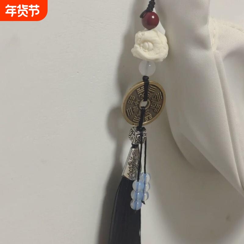 新中式道系青年闺蜜款包挂醒狮山鬼花钱流苏吊坠挂件斜挎包包