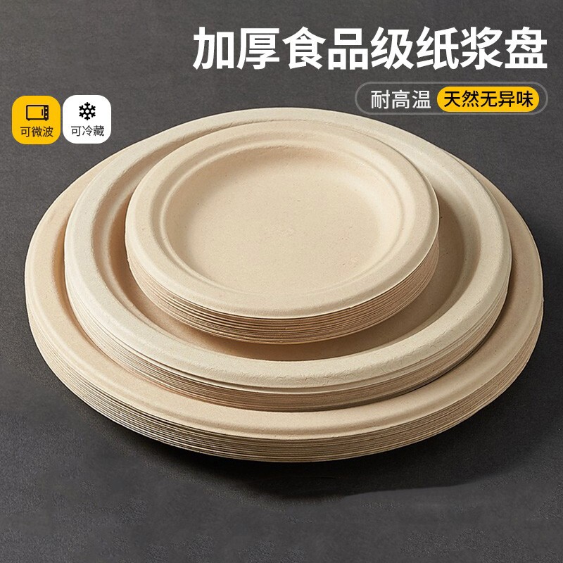 食品级一次性餐盘碟子餐具菜盘碗筷烧烤家用盘加厚纸盘露营野餐