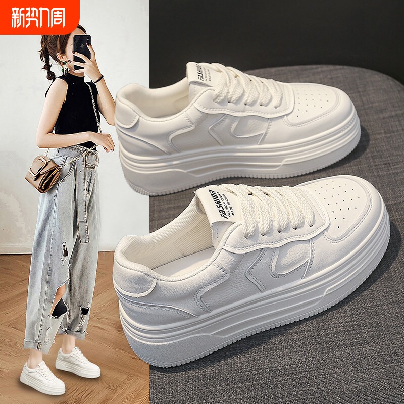 意尔康心选真皮小白鞋女2026新款春季爆款松糕厚底增高女鞋休闲运