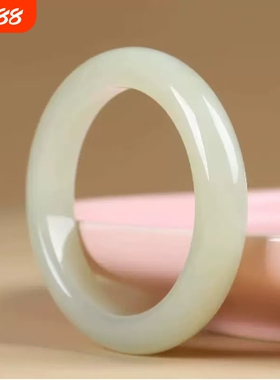 爆款仿新疆和田玉手镯女款晴水青白玉正圈正条细条圆条证书