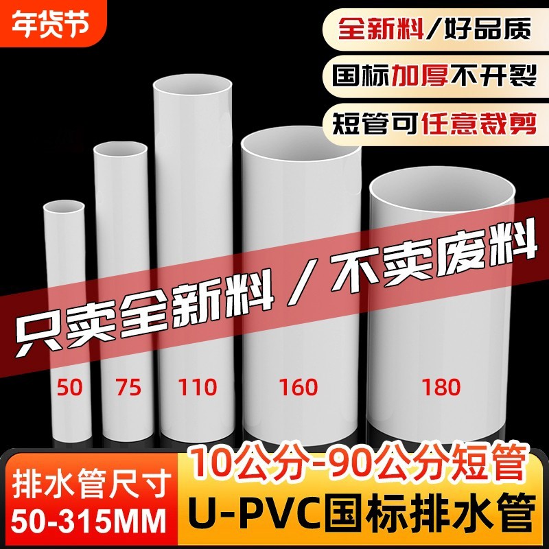 pvc管排水管圆管短管下水管道连接管子管材加长配件50/75/110 160,基础建材,UPVC管,淘宝优惠券,粉丝福利购,淘宝优惠卷