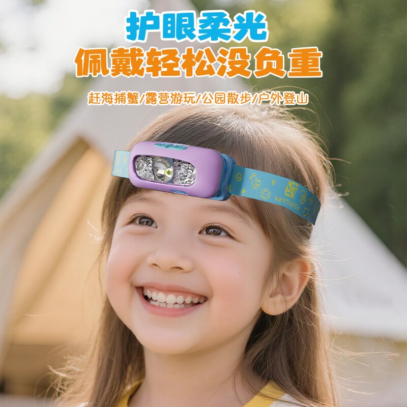 儿童头灯户外赶海专用超长续航野外强光款自行车头戴式照明灯护眼