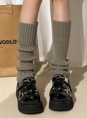 针织jk袜套袜子女春秋白色长筒小腿袜保暖Lolita堆堆袜腿套洛丽塔