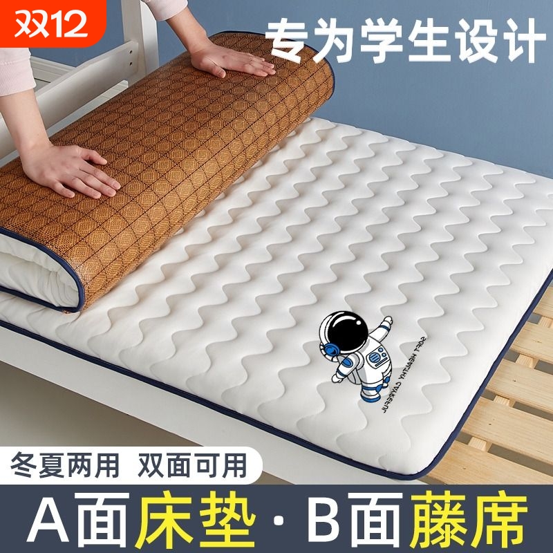 藤席学生床垫双面单人软垫