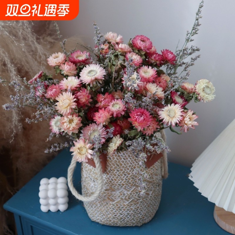 麦秆菊天然干花花束客厅摆设风干真花小雏菊菠萝菊客厅餐桌摆件