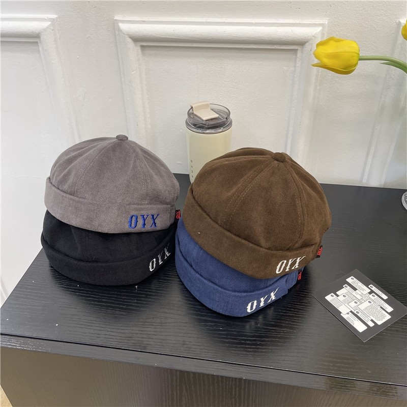 【新品】欧美潮牌四季字母刺绣无檐雅痞帽男街头休闲嘻哈地主帽女