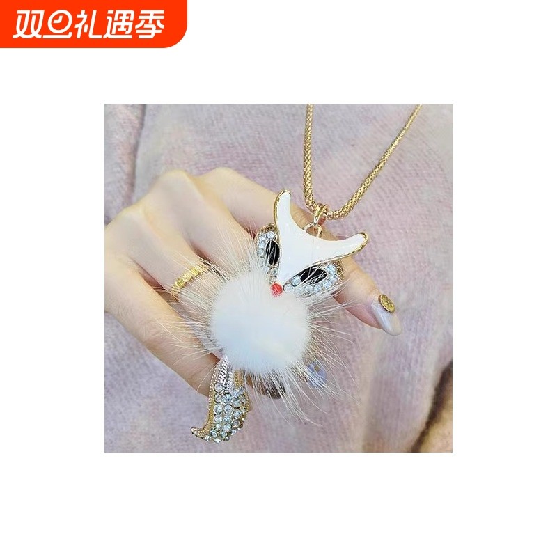 复古树叶水滴毛衣链女长款民族风项链简约衣服配饰时尚网红配饰