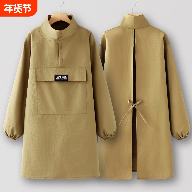 罩衣女新款加长围裙厨房家用男士工作服大人上班专用耐磨防水防油