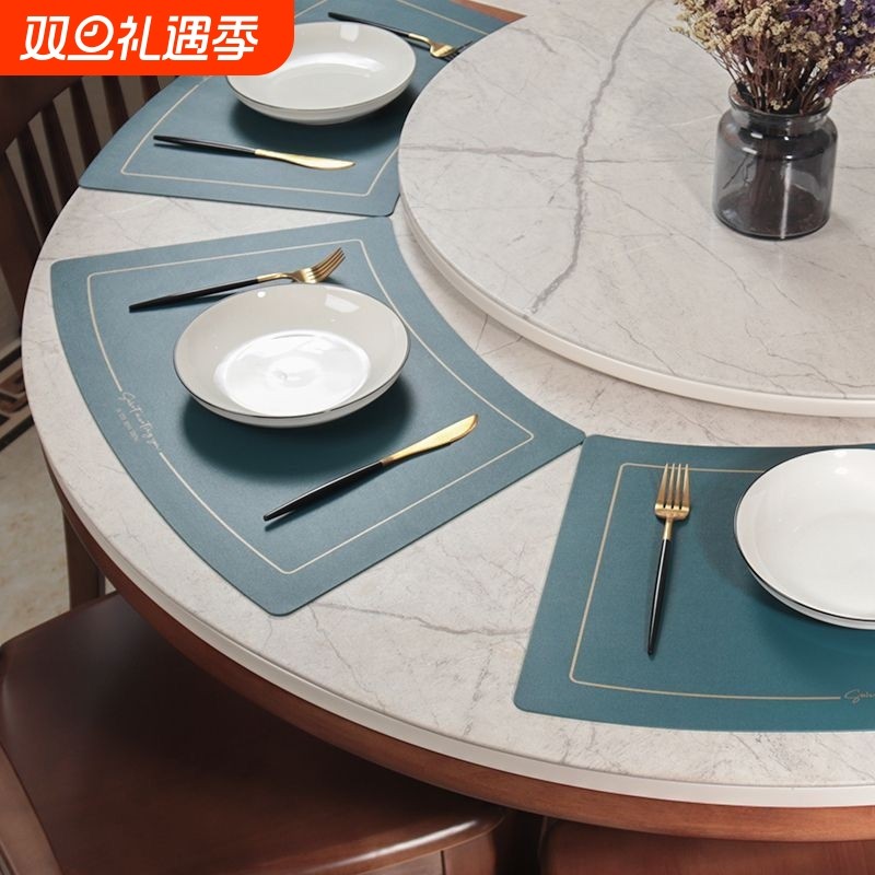 加厚扇形轻奢皮革餐垫防烫隔热垫酒店圆桌杯垫盘垫茶点餐盘垫防水