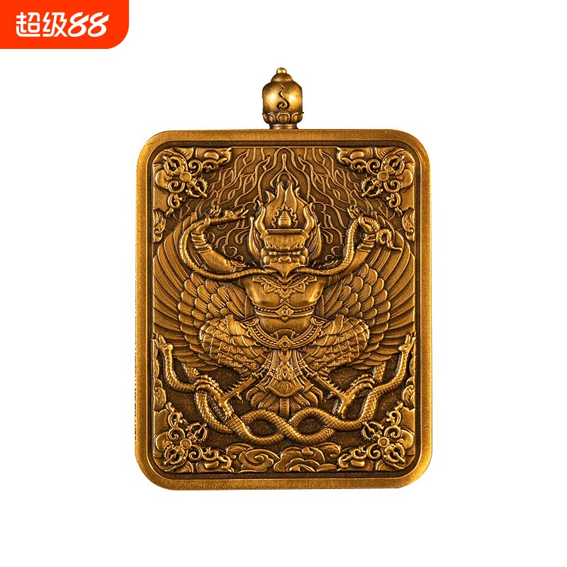 【一如正品】莲花摩尼头钢化玻璃金翅大鹏鸟嘎乌盒唐卡盒吊坠图片