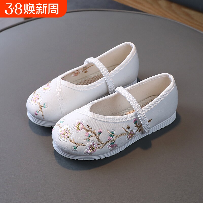汉服女童老北京绣花鞋儿童布鞋中国风宝宝公主鞋学生古装表演出鞋