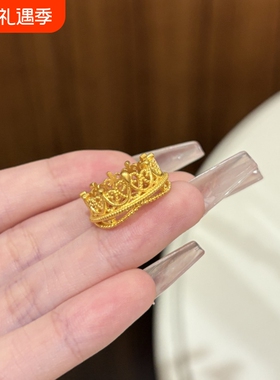 中古vintage古法镂空花丝皇冠戒指女小众优雅轻奢宫廷高级感手饰