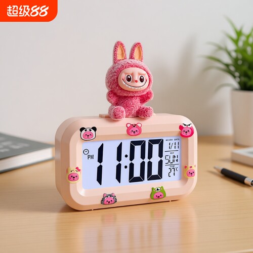 2025新儿童闹钟学生专用起床神器可爱计时桌面智能台钟帕恰狗电池