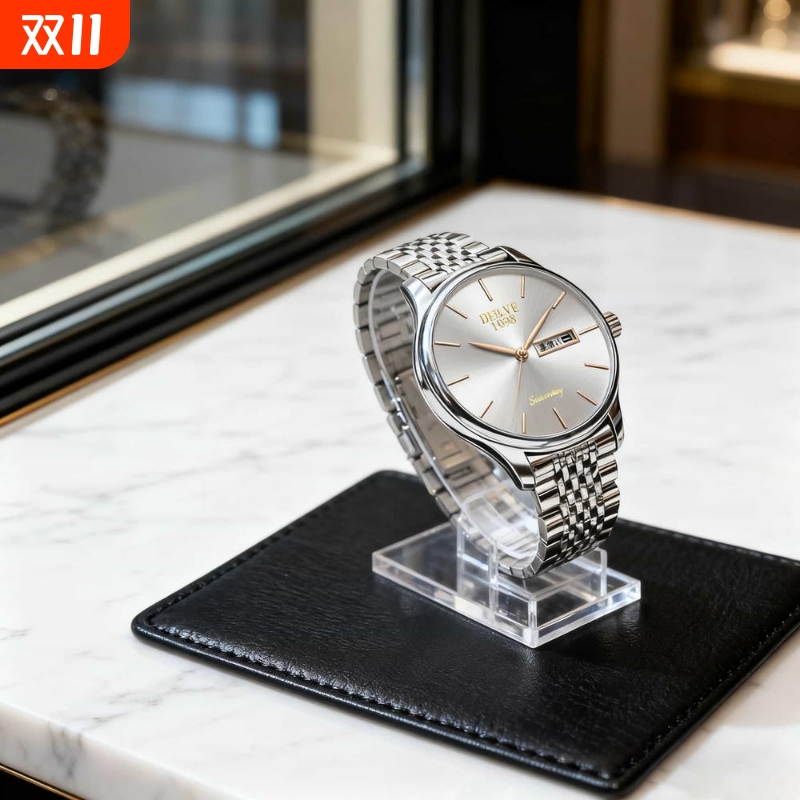 男款手表全自动非机械表正品名牌钢带商务防水石英腕表高级感男士
