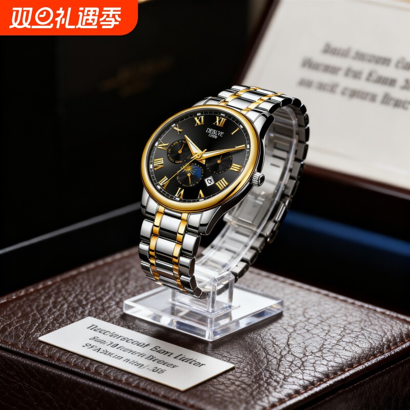 手表男款全自动男表数字双日历防水腕表男机械风全自动防水高级感