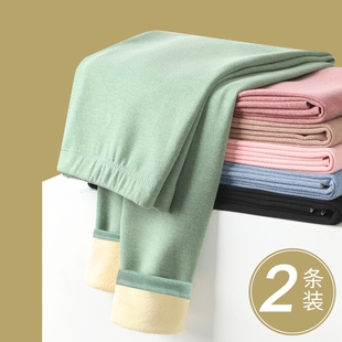 薄款 秋冬季 加绒加厚德双面内穿女士高腰打底大码 线裤 无痕保暖秋裤