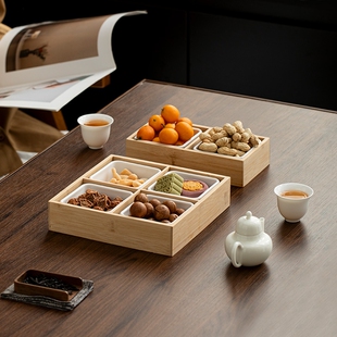 九宫格干果盘零食盘客厅家用托盘分格盘坚果拼盘四宫格六宫格带盖