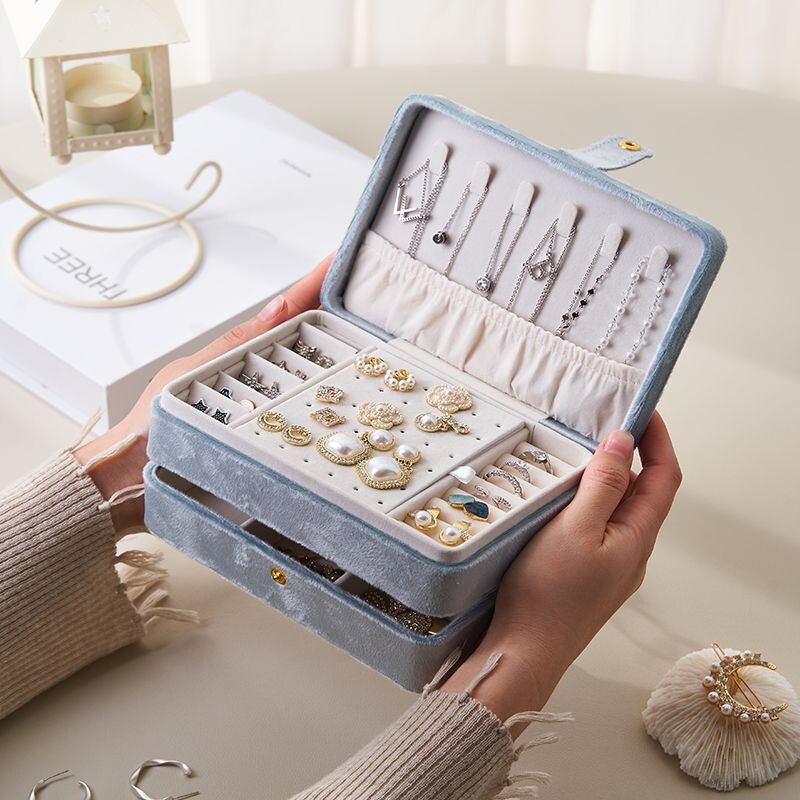 首饰盒饰品超大容量高档精致饰品收纳盒戒指耳环耳钉盒轻奢抗氧化