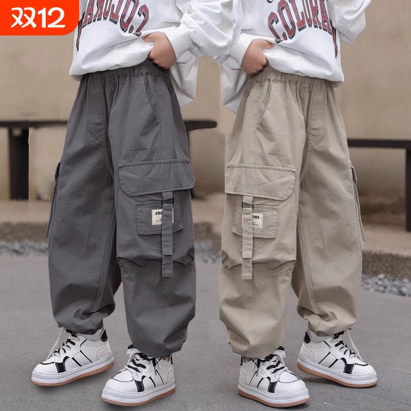 痞帅气男童裤子2025新款儿童工装裤春秋款中大童宽松休闲运动长裤