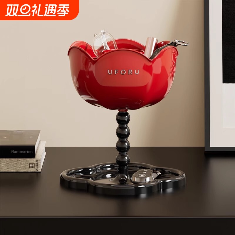 桌面收纳盒家用玄关创意分格收纳盒遥控器客厅茶几高档钥匙置物架