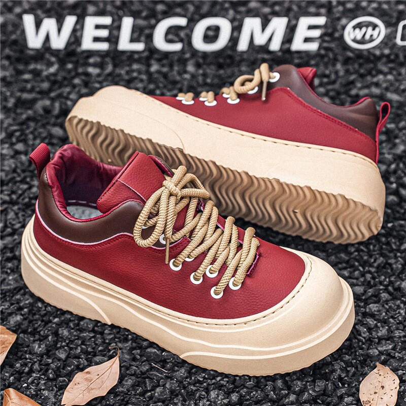 欧洲站潮牌男鞋子春季厚底增高大头运动男士板鞋休闲高级感德比鞋