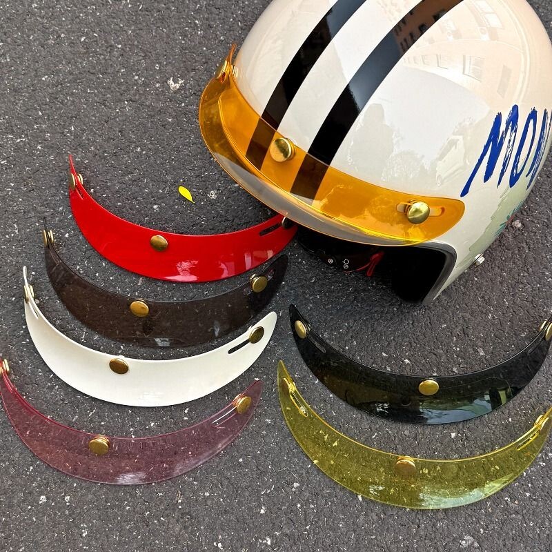 台湾头盔短帽檐复古半盔加装三扣式帽舌小盔体四分之三盔通用帽沿