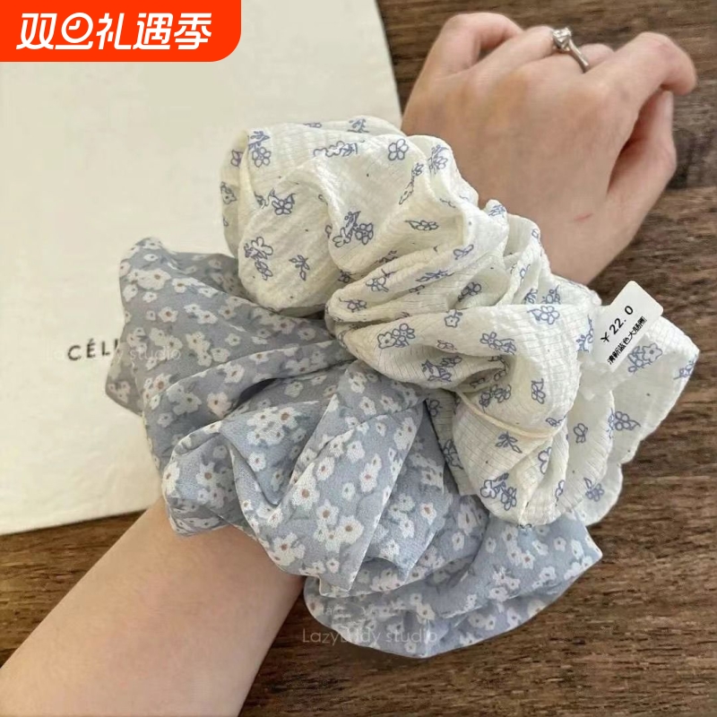 淡淡的俏皮 清新蓝灰色小雏菊头花 丸子头马尾洋气发圈大肠圈发圈