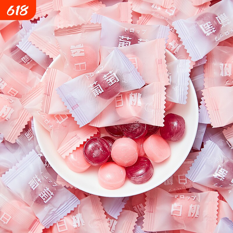 白桃味水果硬糖小零食结婚喜糖网红糖果散装批发水果糖混合水果味