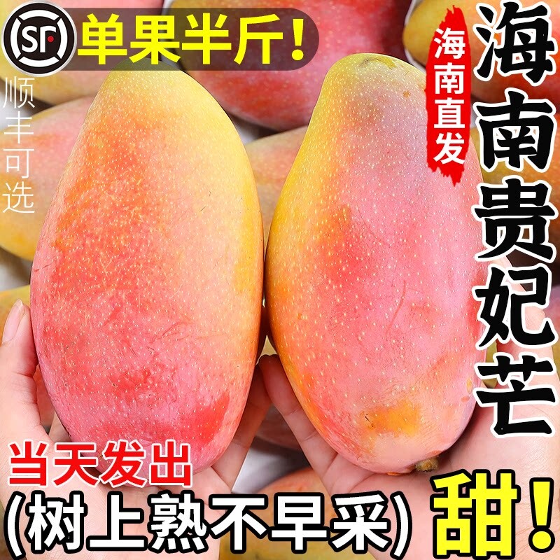 正宗海南贵妃芒果新鲜大果9斤应季时令水果树上熟红金龙整箱包邮