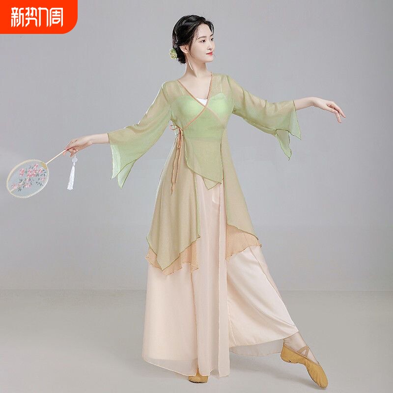 古典舞蹈服女飘逸纱衣中舞练功服女身韵仙气雪纺上衣演出服古风厂