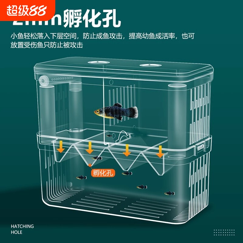 鱼缸隔离盒孵化盒孔雀鱼凤尾繁殖盒小鱼苗幼鱼鱼苗缸外产房孵化器图片