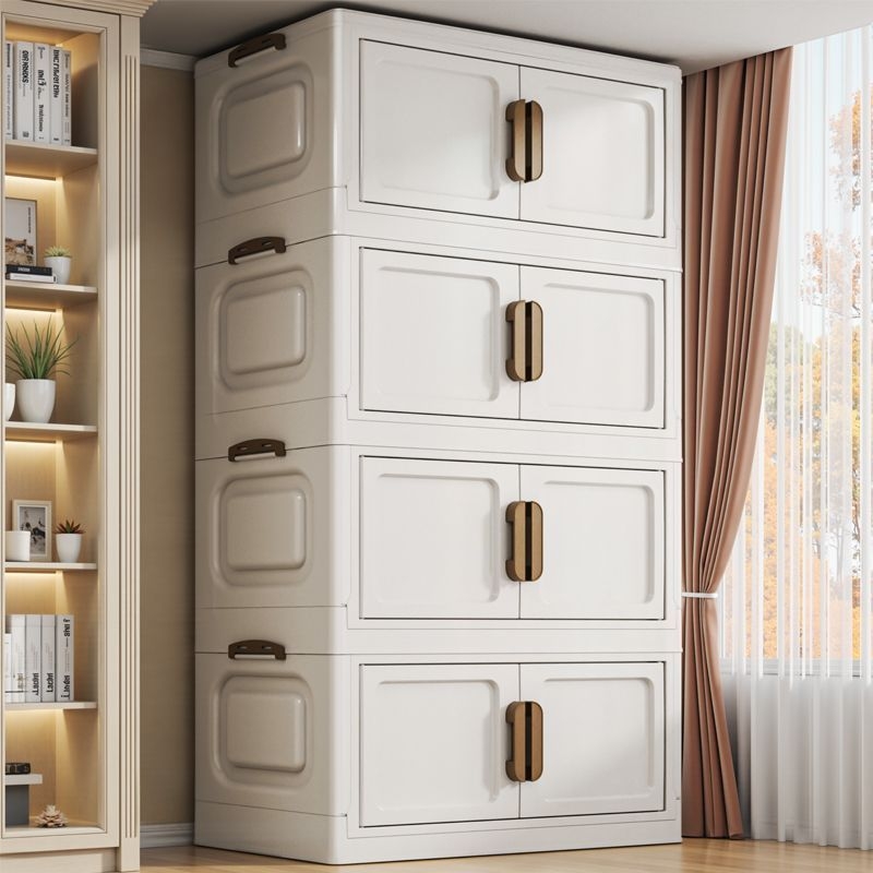 50宽加厚超厚家居五层收纳柜多层柜收纳置物架免安装折叠双开门